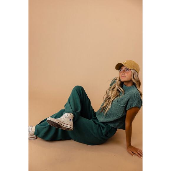 Free People Beach Freya Sweater Knit Top Emerald Spell Green Women’s Size S - Picture 5 of 8